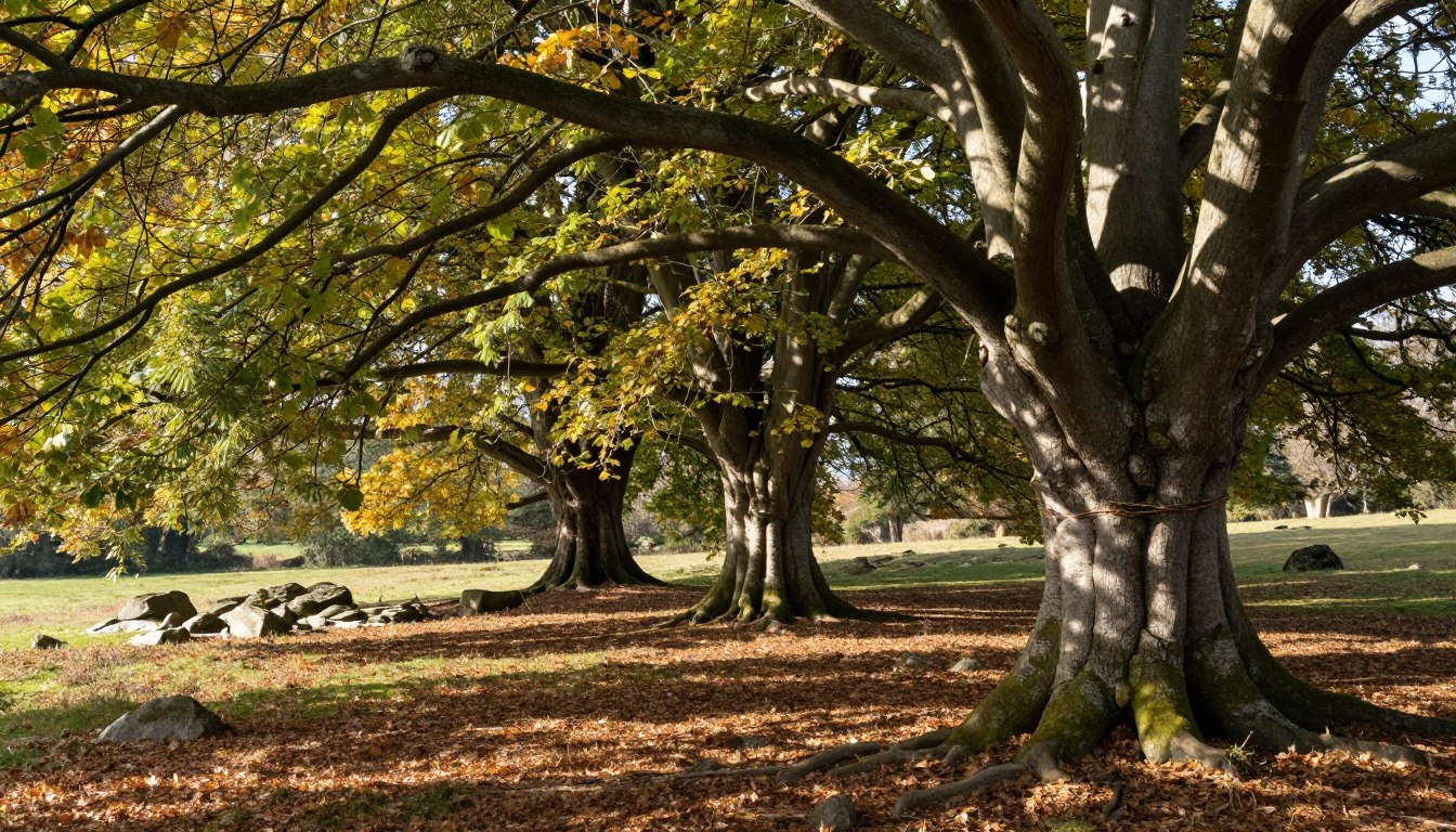 English countryside with beech trees where truffles grow