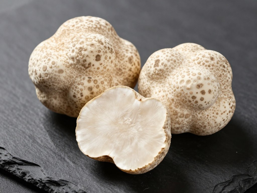 white alba truffle with distinctive pale colouring and texture