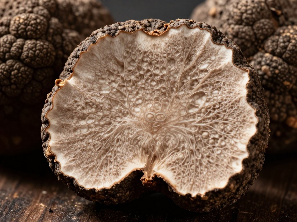 close-up of truffle showing intricate texture and earthy characteristics