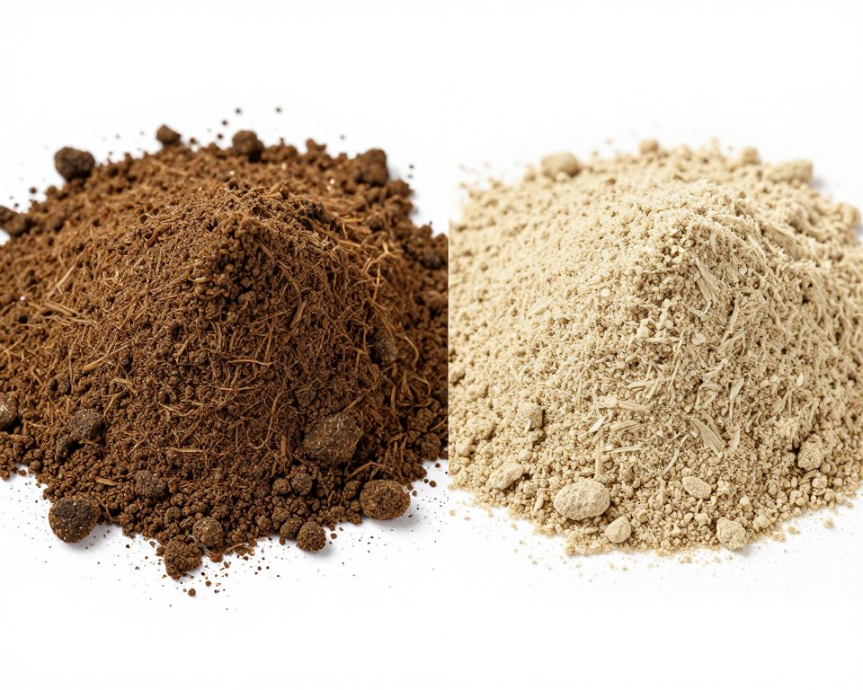 Comparison showing high-quality truffle powder versus inferior product with filler