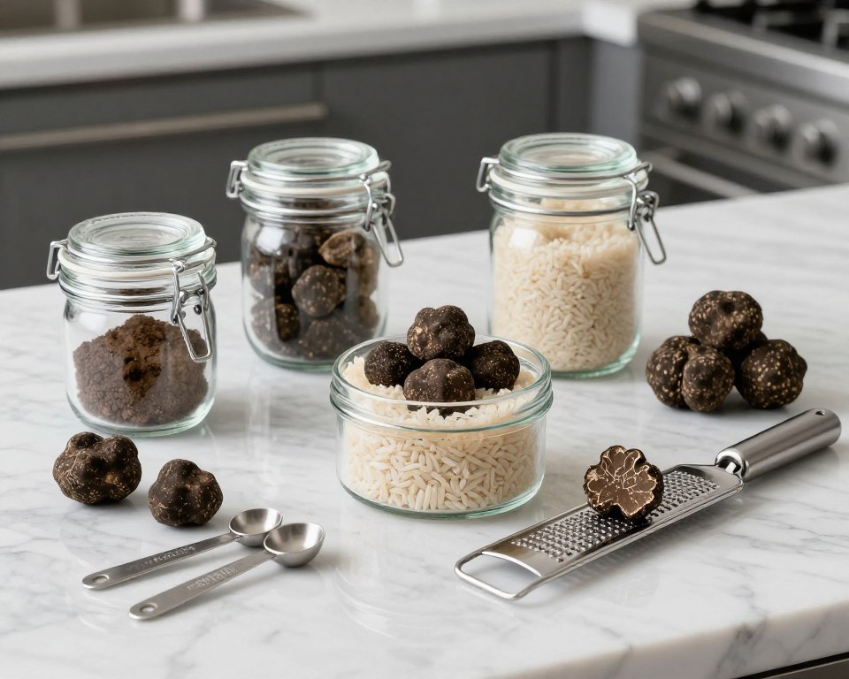 proper truffle storage containers and preparation tools
