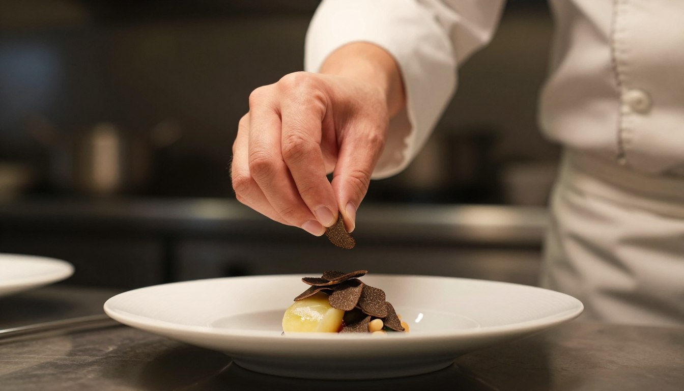 chef preparing truffle-enhanced dish using proper techniques