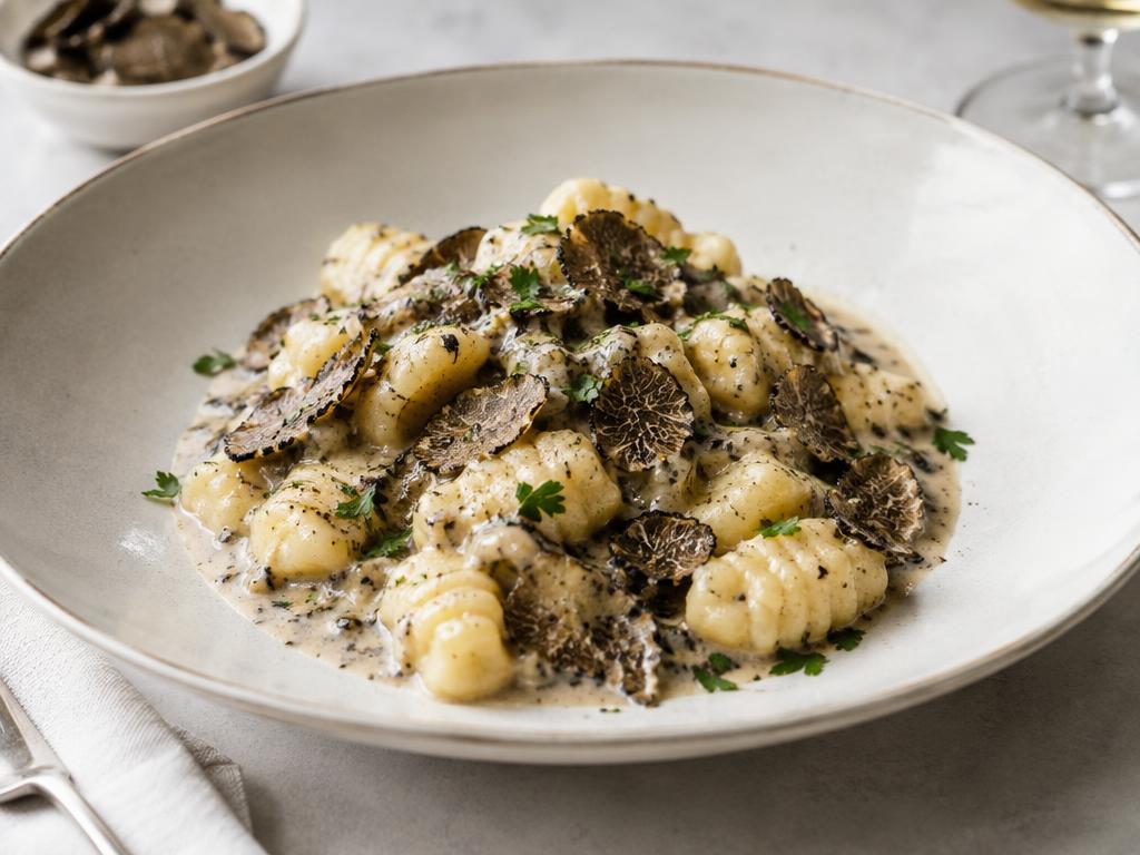 truffle sauce with gnocchi and cream