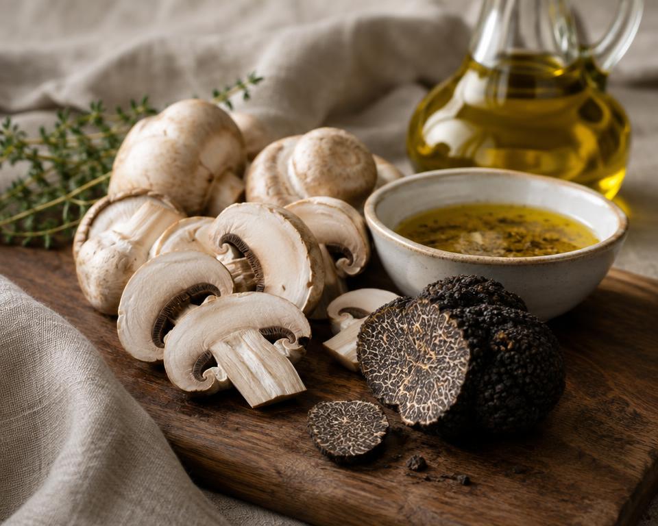 mushrooms and black truffle used in sauce