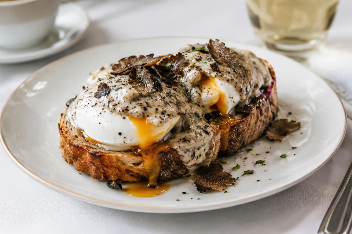 truffle sauce with eggs and toast