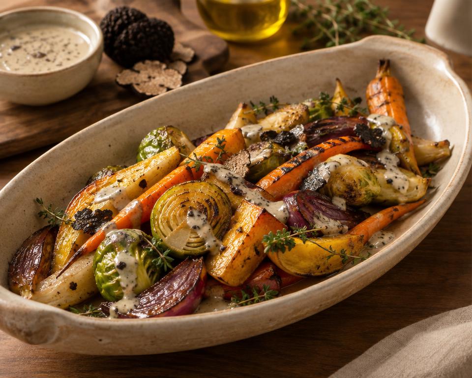 truffle sauce with roasted vegetables