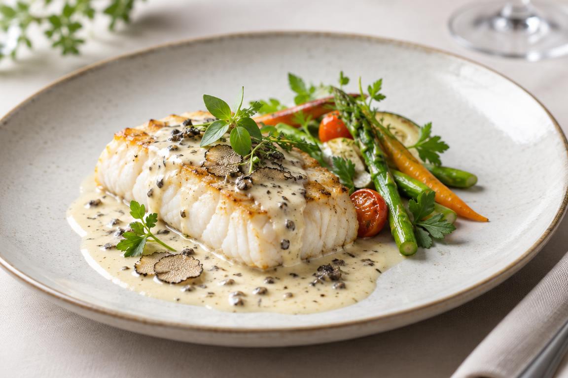 cream sauce with truffle for fish